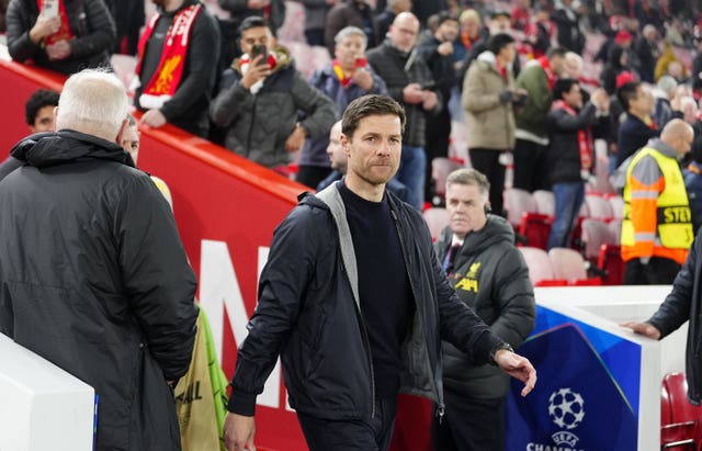 Xabi Alonso walks out of the Anfield tunnel