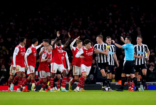 Arsenal players against Newcastle 