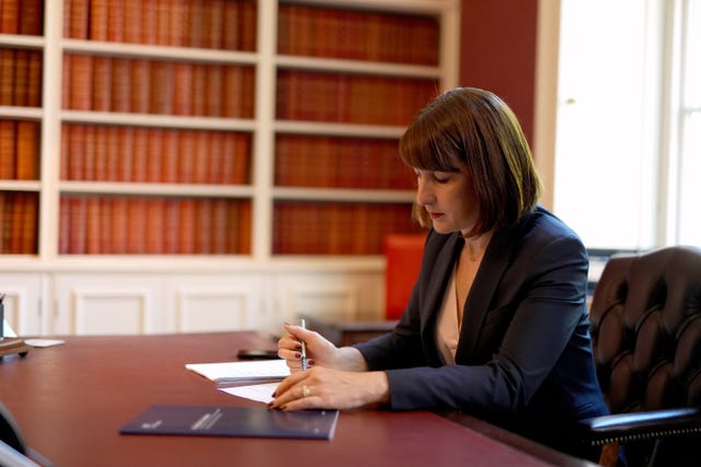 Chancellor of the Exchequer Rachel Reeves working on her statement