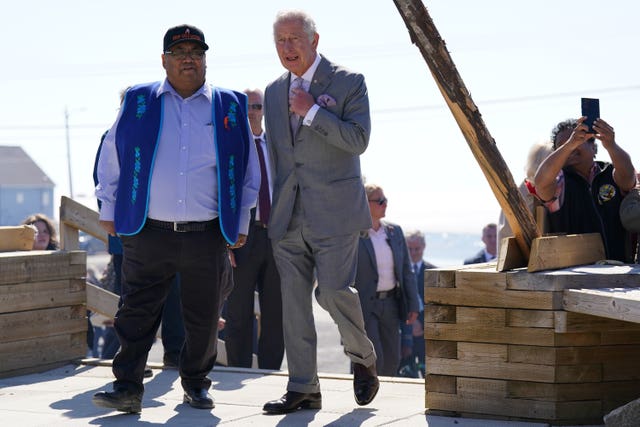 The Prince of Wales arrives for a visit to the Dettah community