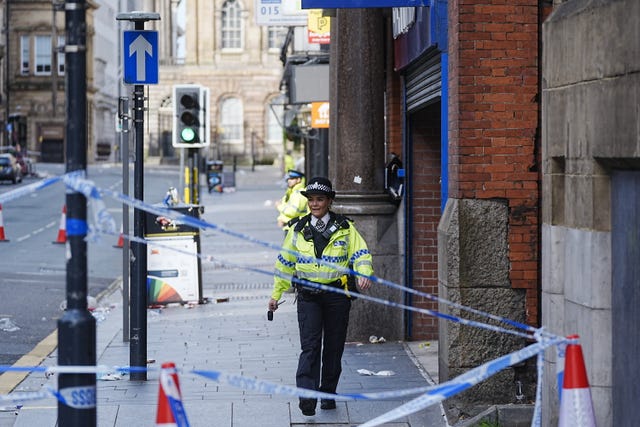 A police officer at the scene in Water Street