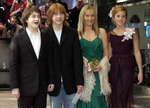 Daniel Radcliffe, Rupert Grint, JK Rowling and Emma Watson