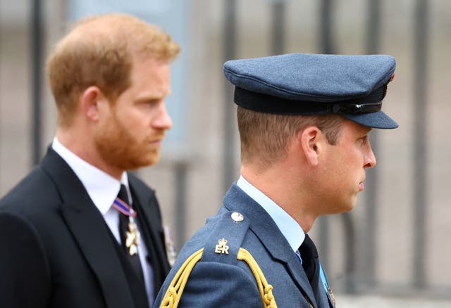 The Duke of Sussex and Prince of Wales at the state funeral of Queen Elizabeth II