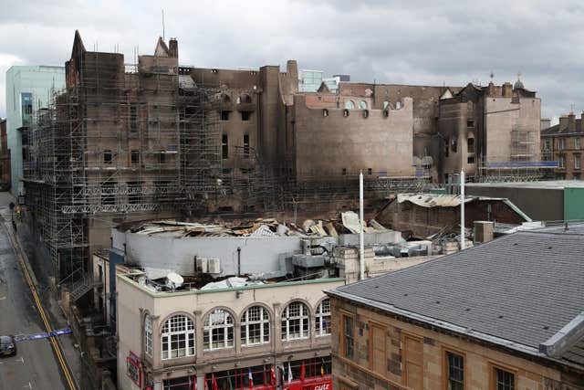 The fire-damaged Mackintosh Building (Andrew Milligan/PA)