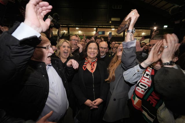 Sinn Fein president Mary Lou McDonald celebrating