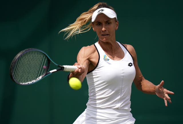 Lesia Tsurenko has sported a yellow and blue ribbon at Wimbledon