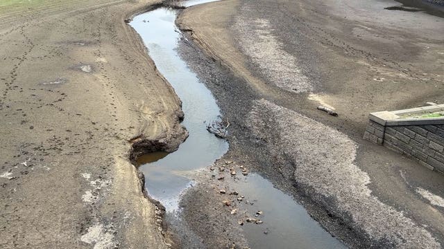 A general view of Lindley reservoir near Otley in the West Yorkshire with low water levels