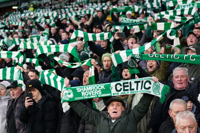Celtic fans show their colours ahead of the Old Firm derby