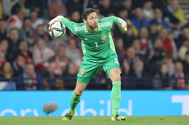 Craig Gordon in action for Scotland