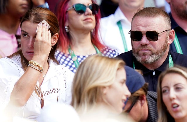 Coleen and Wayne Rooney watched on from the stands