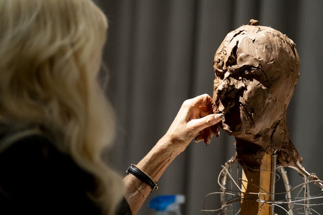 Sculptor Frances Segelman at work