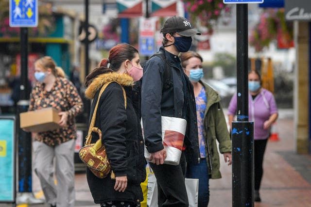 Shoppers in Caerphilly (Ben Birchall/PA)
