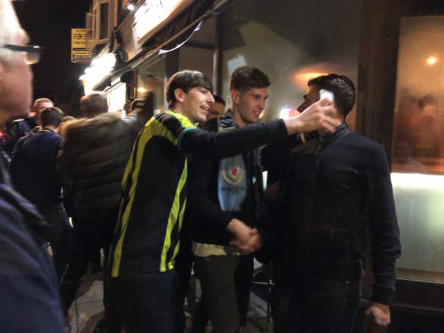 Manchester City players celebrated their title win at the Hale Wine Bar on Sunday night