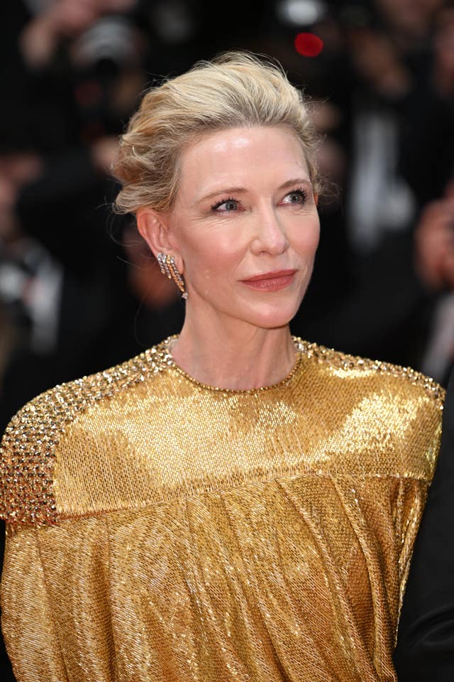 Cate Blanchett in a gold dress