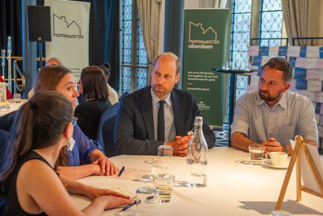 The Prince of Wales, known in Scotland as the Duke of Rothesay, at a Homewards Aberdeen thank you event for workers across the city's homelessness sector 