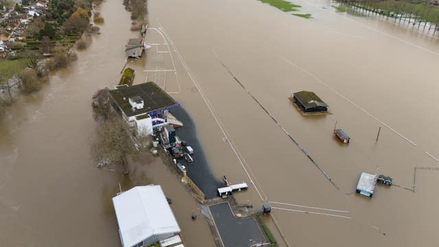 A flooded Worcester Racecourse