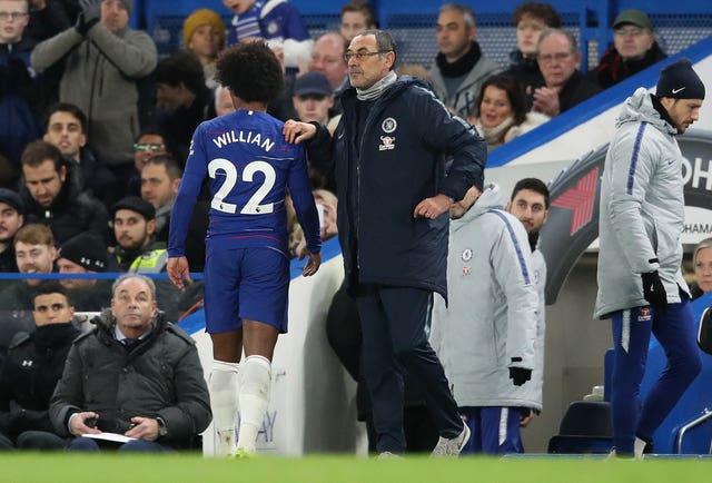 Willian came off with an injury in the first half for Chelsea