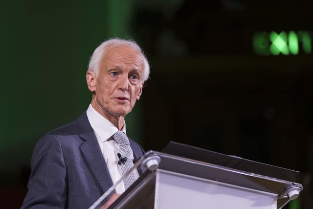 Sir Brian Langstaff at Central Hall Westminster London speaking to the audience following the publication of his report 