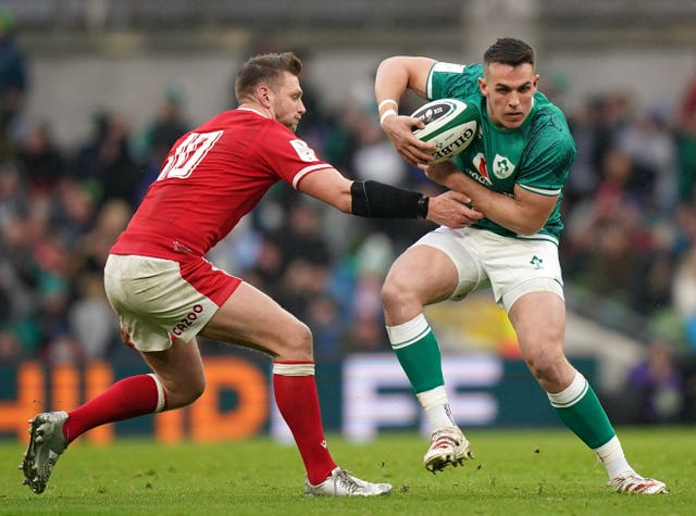 Ireland centre James Hume, right, is awaiting scan results