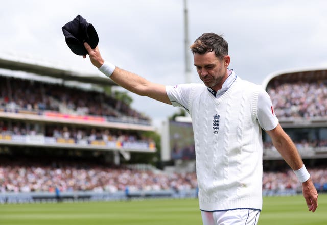 James Anderson waves his cap to the crowd