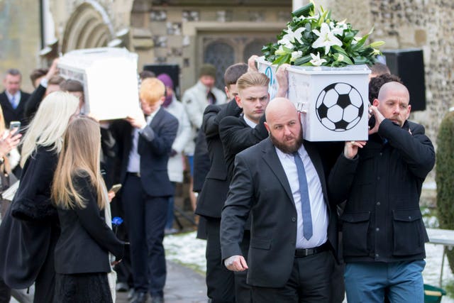 The funeral of Harry Rice and Josh McGuiness (Rick Findler/PA)