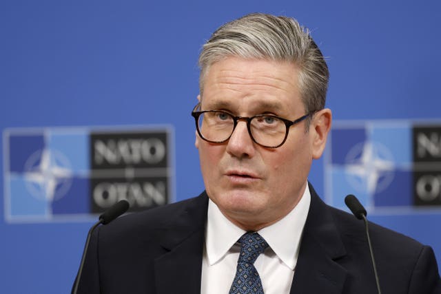 Prime Minister Sir Keir Starmer speaking at a press conference with NATO Secretary General Mark Rutte at Nato Headquarters in Brussels, Belgium