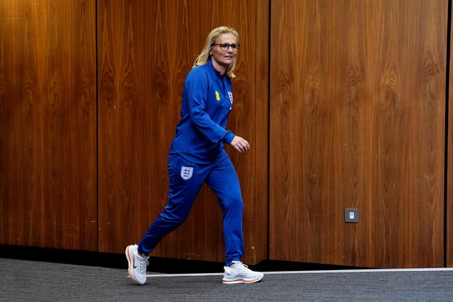 England head coach Sarina Wiegman during a press conference at Wembley Stadium, London. Picture date: Tuesday May 13, 2025.