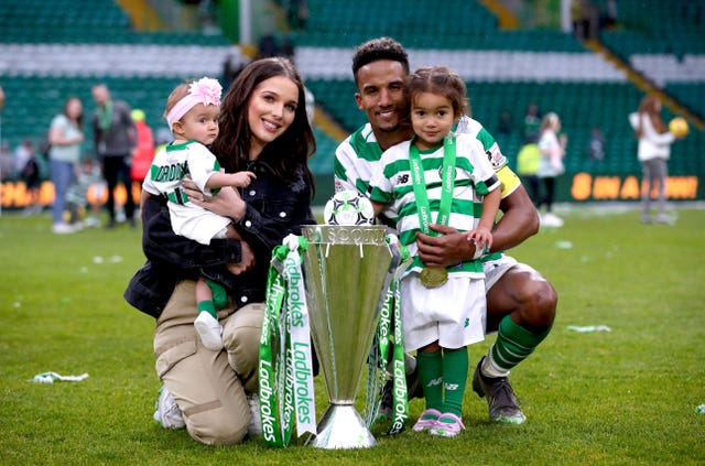It's a family affair for Scott Sinclair as Celtic celebrate their Scottish Premiership title success