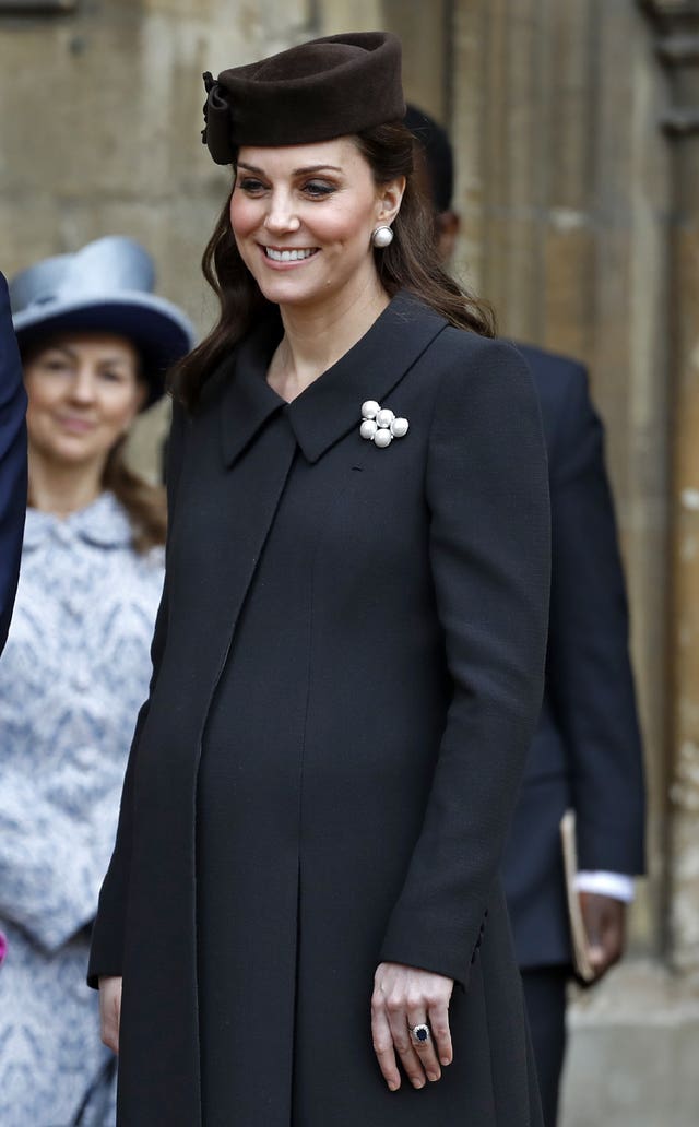 The Duchess of Cambridge at St George’s Chapel on Easter Sunday - her last public appearance (Tolga Akmen/PA)