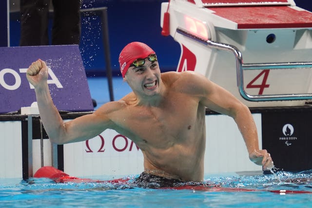 ParalympicsGB’s William Ellard celebrates his world record in the S14 200m freestyle 