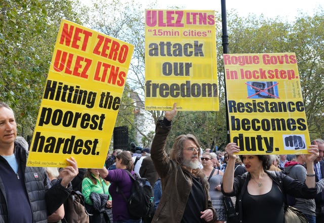 Protesters at a rally in September against the expansion of London's Ulez.