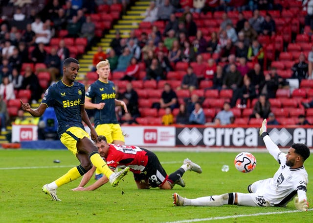 Alexander Isak scores Newcastle's eighth goal 