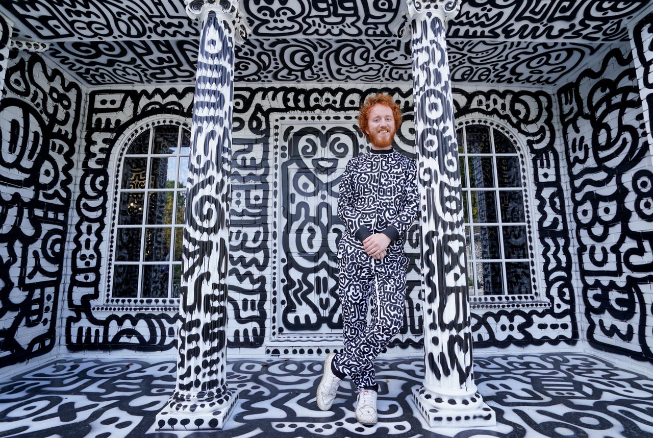 Мужик художник который раскрасил свой дом узорами