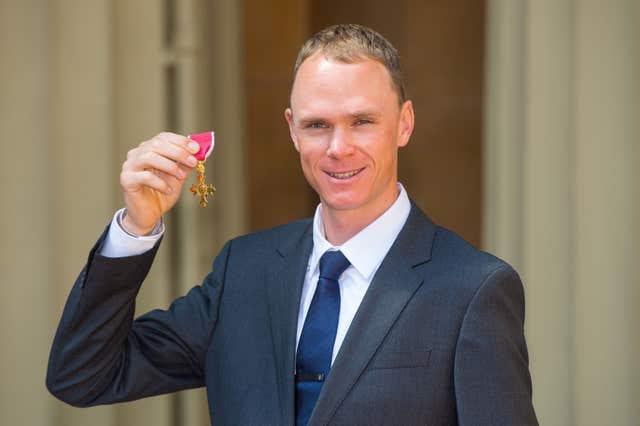 The double Tour de France winner received an OBE from the Duke of Cambridge at Buckingham Palace in 2016