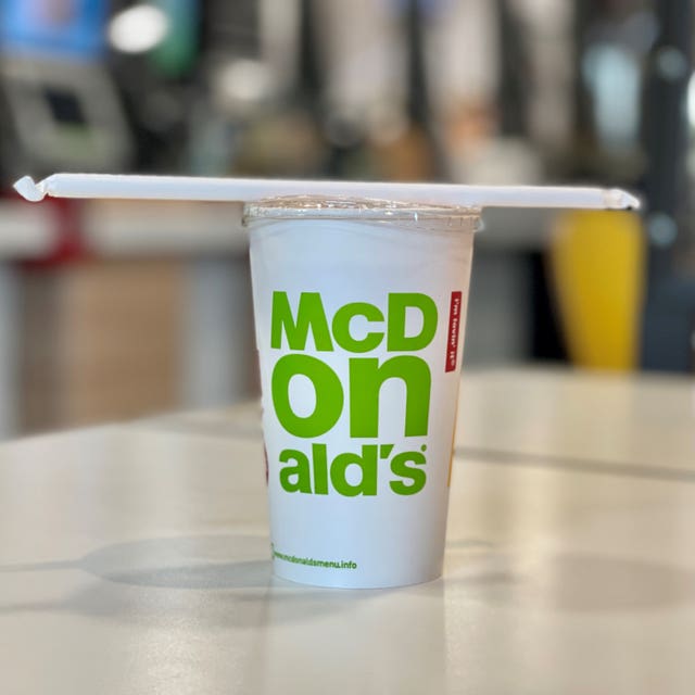 A strawberry milkshake at a McDonald's