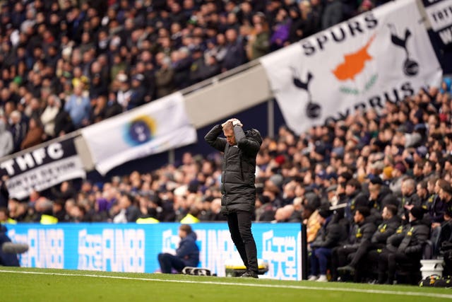 Graham Potter shows his frustration on the touchline as Chelsea slip to a 2-0 defeat at London rivals Tottenham in February. Potter was poached from Brighton on a five-year contract in early September but failed to work his magic at Stamford Bridge. He lasted only 206 days and 22 Premier League games as Blues boss, winning just seven times, before being sacked at the start of April as Frank Lampard returned on an interim basis
