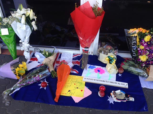Tributes were left outside Sydney Cricket Ground in memory of Phillip Hughes