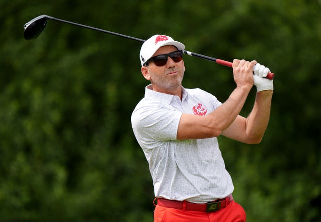 Sergio Garcia takes a swing at a LIV Golf event in Rocester