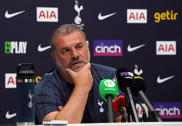 Tottenham head coach Ange Postecoglou during a press conference