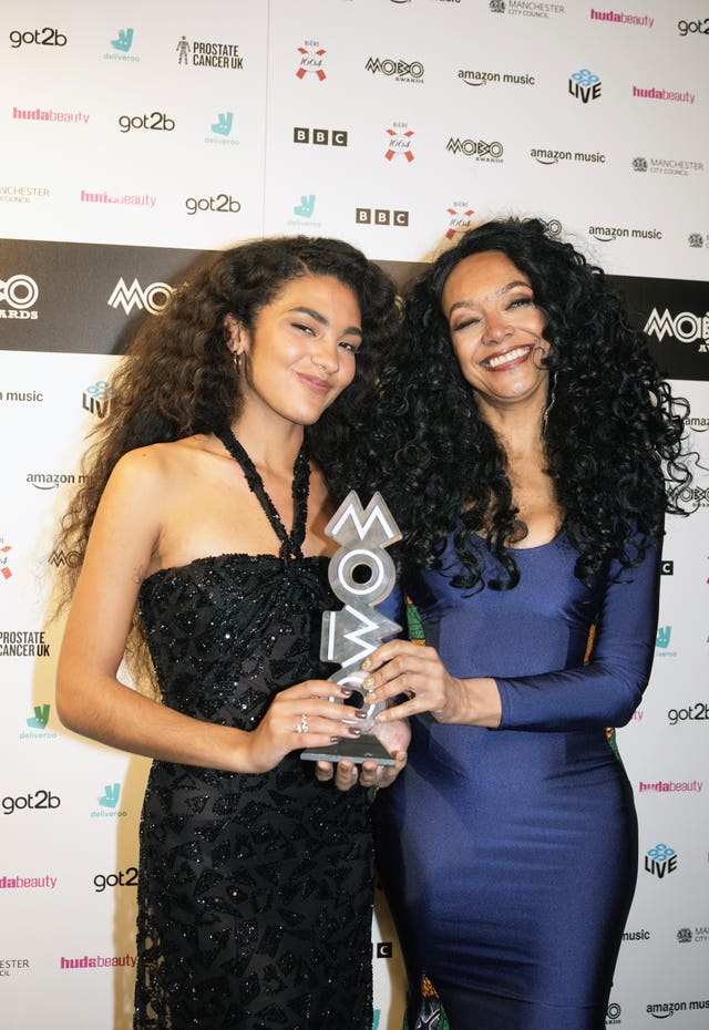 Olivia Dean (left) and Kanya King at the Mobo Awards earlier this year