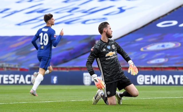 David De Gea looks on after his mistake during Sunday's FA Cup semi-final
