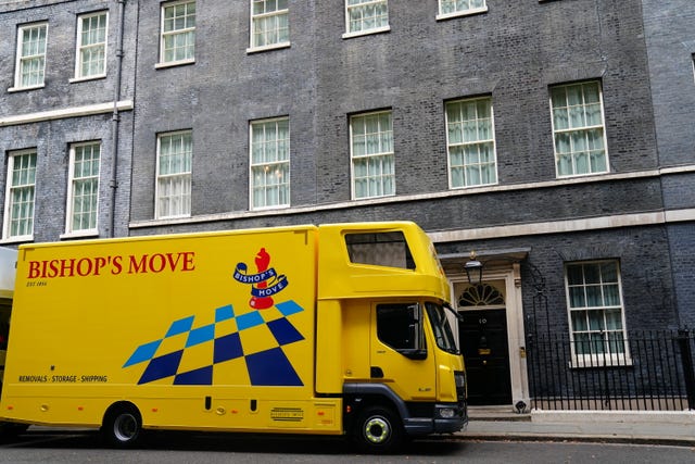 A removals van in Downing Street