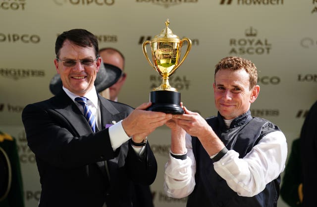 Aidan O’Brien and Ryan Moore with the famous Gold Cup
