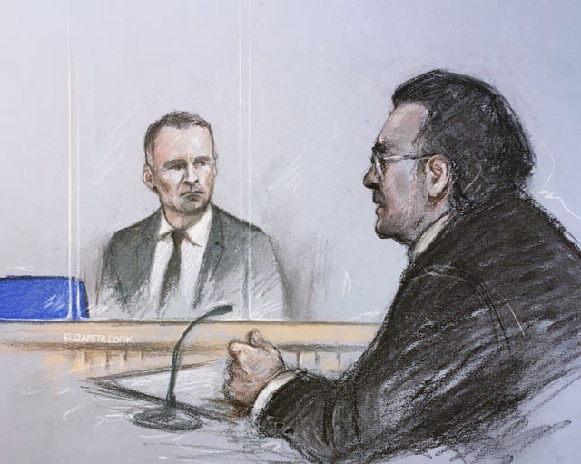 Court artist sketch of Ryan Giggs in April