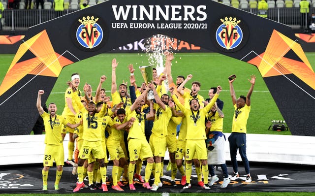 Villarreal beat Manchester united on penalties in the Europa League final in May (Rafal Oleksiewicz/PA).