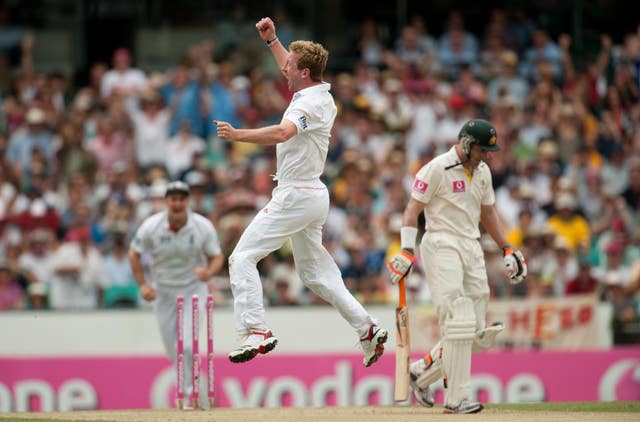 Paul Collingwood celebrates taking a wicket during his final Test 