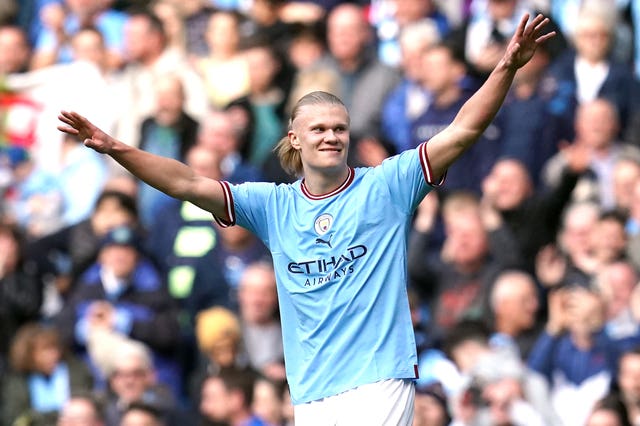 Manchester City’s Erling Haaland celebrates