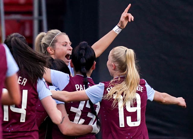 Rachel Daly celebrates after scoring for Aston Villa (Jacob King/PA)