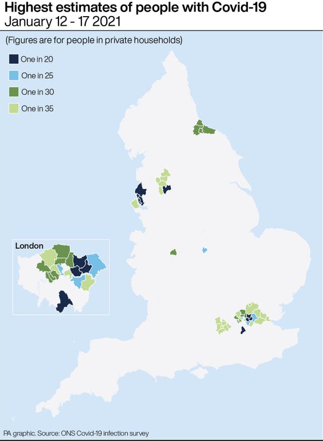 Highest estimates of people with Covid-19