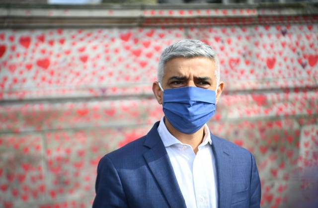 Mayor of London Sadiq Khan at the National Covid Memorial Wall 